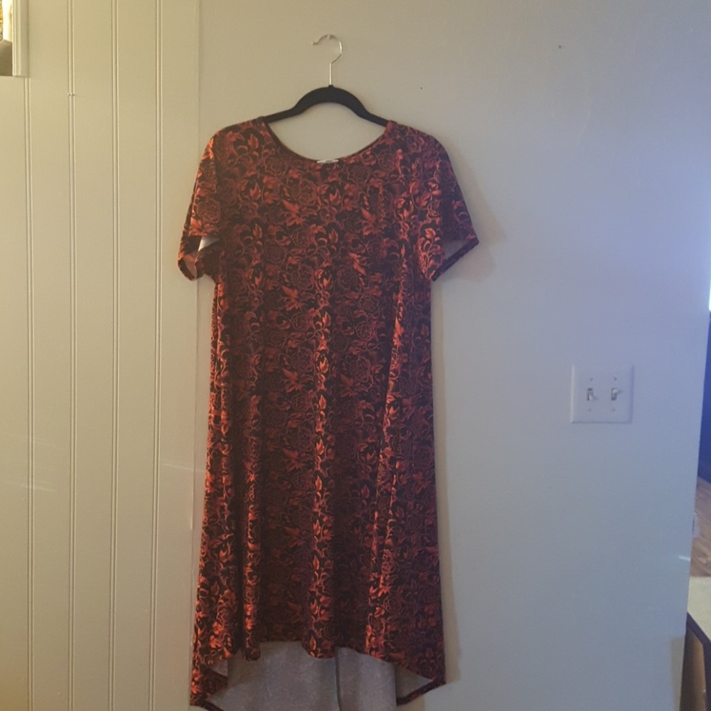 LulaRoe asymmetrical hem midi dress.